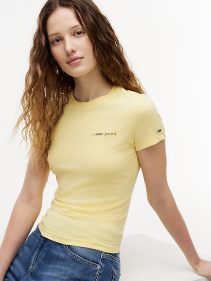 Tommy Hilfiger Logo Slim Fit T-Shirt, Yellow - view 2, Yellow