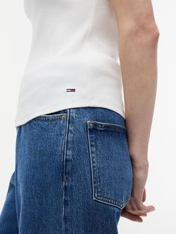 Tommy Hilfiger Logo Ribbed Slim Fit Vest Top, Natural Oatmeal - view 2, Natural Oatmeal