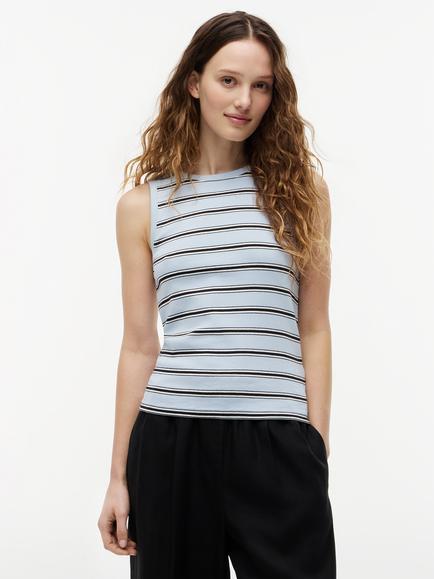 Tommy Hilfiger Stripe Slim Crew Neck Tank Top, Blue/Multi