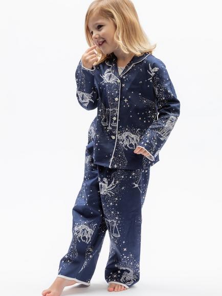 Minijammies Kids' Zodiac Long Sleeve Pyjama Set, Navy, Navy