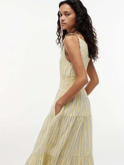 Tommy Hilfiger Tiered Smock Midi Dress, Yellow Light - view 2, Yellow Light