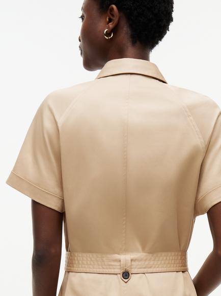 Tommy Hilfiger Belted Twill Midi Shirt Dress, Natural Stone - view 2, Natural Stone