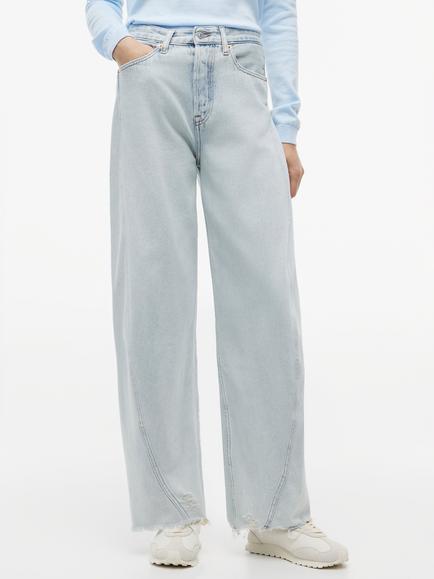 Tommy Hilfiger Mid Rise Twisted Seam Barrel Leg Jeans, Blue Denim, Blue Denim