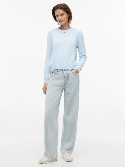 Tommy Hilfiger Mid Rise Twisted Seam Barrel Leg Jeans, Blue Denim - view 2, Blue Denim