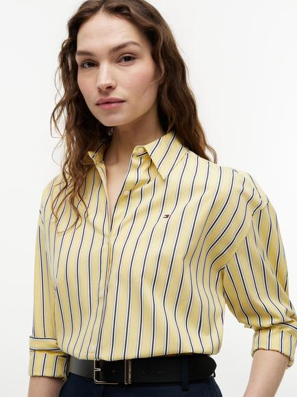 Tommy Hilfiger Striped Boxy Fit Poplin Shirt, Light Yellow/Multi - view 2, Light Yellow/Multi