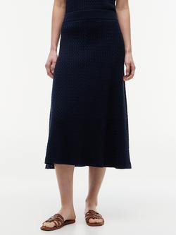 Tommy Hilfiger Cable Knit Midi Skirt, Blue Navy, Blue Navy