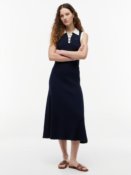 Tommy Hilfiger Cable Knit Midi Skirt, Blue Navy - view 2, Blue Navy