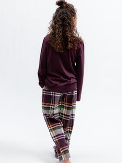 Minijammies Check Bottom Pyjamas, Plum/Multi - view 2, Plum/Multi