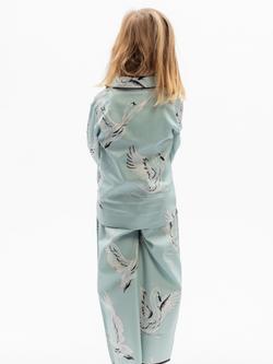 Minijammies Kids' Swan Print Long Sleeve Pyjama Set, Mint - view 2, Mint