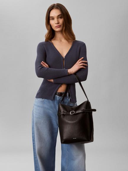 Calvin Klein Medium Bucket Bag, Black - view 2, Black