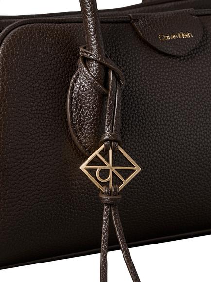 Calvin Klein Emblem Trio Shoulder Bag, Dark Brown - view 2, Dark Brown