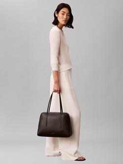 Calvin Klein Foil Logo Bowling Shoulder Bag, Black - view 2, Black