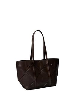 Calvin Klein Woven Faux Leather Medium Tote Bag, Dark Brown, Dark Brown