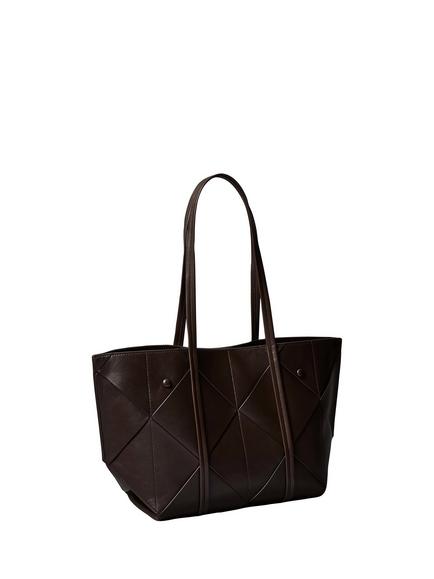 Calvin Klein Woven Faux Leather Medium Tote Bag, Dark Brown, Dark Brown