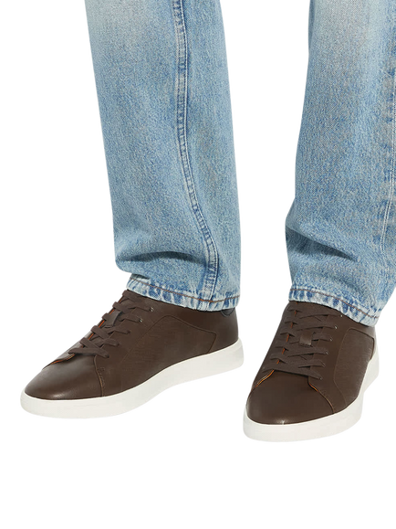 Dune London Traces Synthetic Trainers, Brown - view 2, Brown