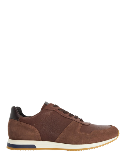 Dune London Trusting Leather Trainers, Brown, Brown