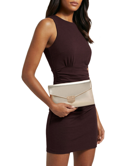 Carvela Maria Faux Leather Envelope Clutch Bag, Gold - view 2, Gold
