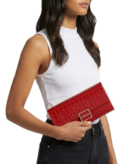 Carvela Jessica Faux Leather Croc Effect Clutch Bag - view 2, Red