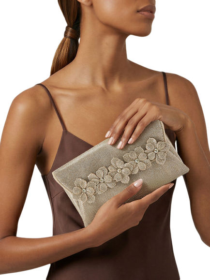 Carvela Petalo Envelope Clutch Bag - view 2, Gold