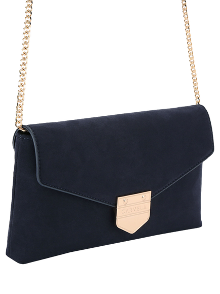 Carvela Maria Suede Envelope Clutch Bag, Navy - view 2, Navy