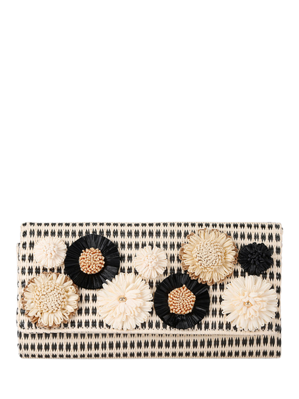 Carvela Sorrento Raffia Flower Clutch Bag, White, White