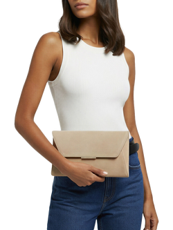 Carvela Spirited Suede Clutch Bag, Taupe - view 2, Taupe