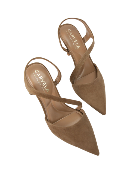 Carvela Symmetry Stiletto Heel Suede Court Shoes, Tan - view 2, Tan