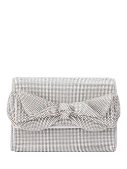 Miss KG Allegra Embellished Bow Clutch Bag, Silver, Silver