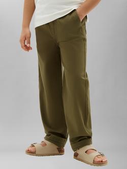 Calvin Klein Kids' Cotton Blend Textured Trousers, Olive, Olive