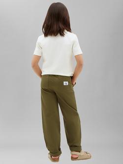 Calvin Klein Kids' Cotton Blend Textured Trousers, Olive - view 2, Olive