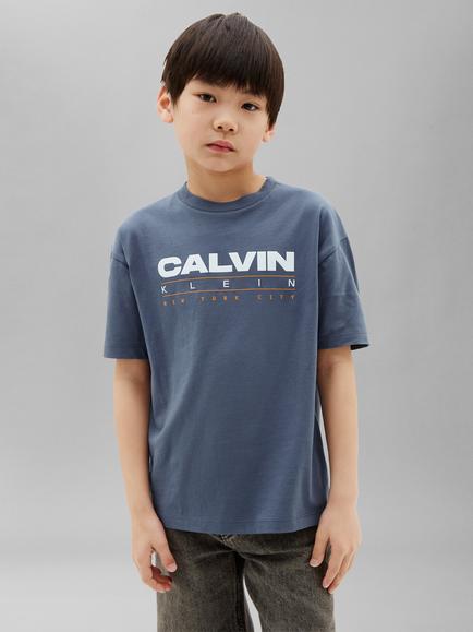 Calvin Klein Kids' Short Sleeve Logo Print T-Shirt, Dark Blue, Dark Blue