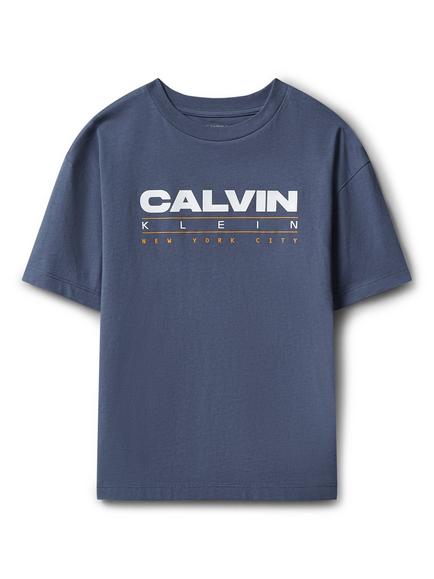 Calvin Klein Kids' Short Sleeve Logo Print T-Shirt, Dark Blue - view 2, Dark Blue