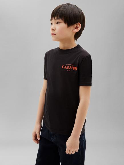 Calvin Klein Kids' Short Sleeve Small Logo T-Shirt, Black, Black