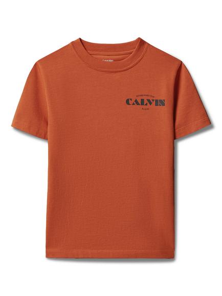 Calvin Klein Kids' Short Sleeve Logo T-Shirt, Orange - view 2, Orange