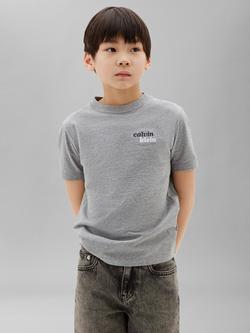 Calvin Klein Kids' Short Sleeve Logo Print T-Shirt, Marl Grey, Marl Grey