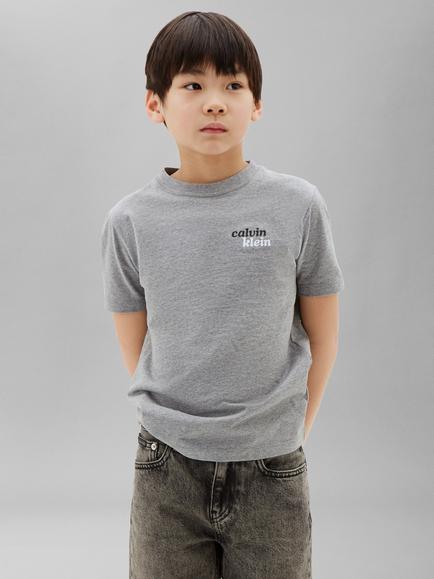 Calvin Klein Kids' Short Sleeve Logo Print T-Shirt, Marl Grey, Marl Grey