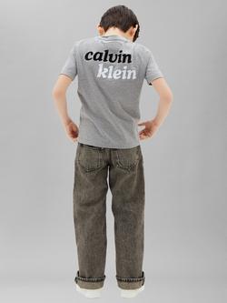 Calvin Klein Kids' Short Sleeve Logo Print T-Shirt, Marl Grey - view 2, Marl Grey
