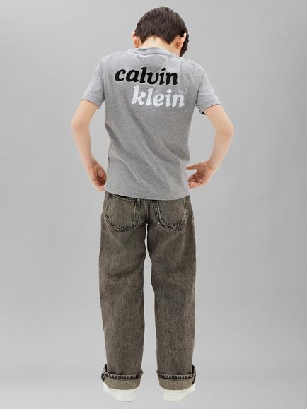 Calvin Klein Kids' Short Sleeve Logo Print T-Shirt, Marl Grey - view 2, Marl Grey