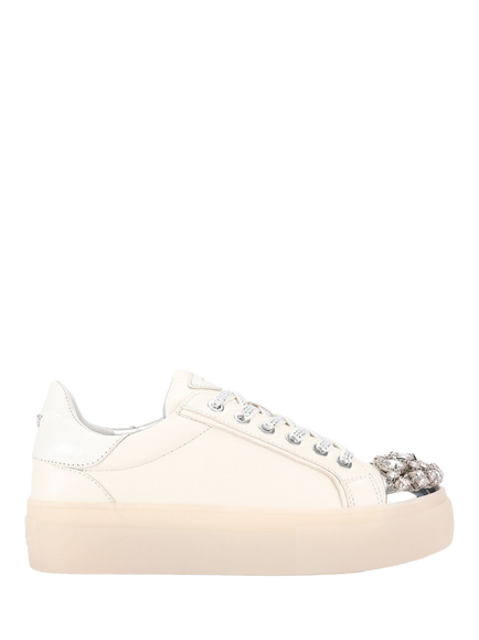 Kurt Geiger London Crystal Toe Cap Cupsole Trainers, Cream, Cream