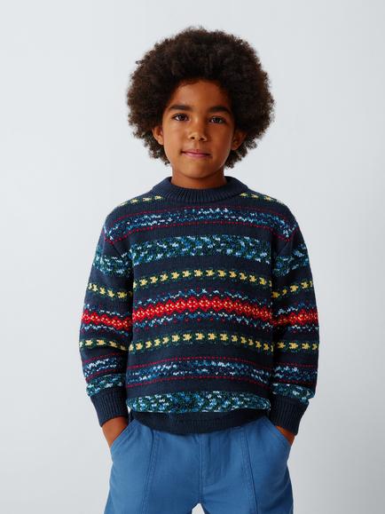 John Lewis Kids' Fair Isle Jumper, Blue/Multi, Blue/Multi