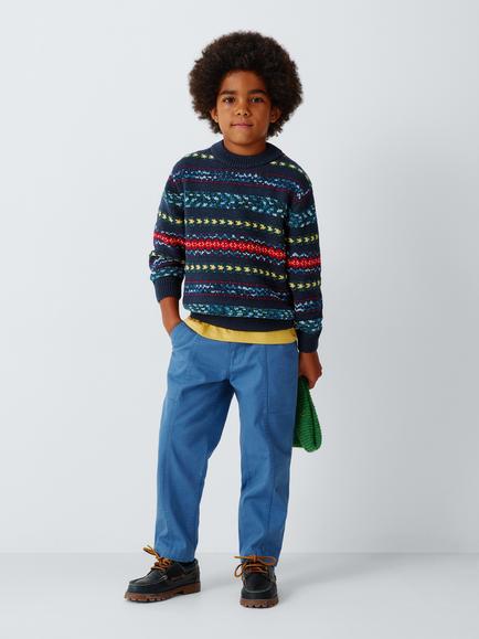 John Lewis Kids' Fair Isle Jumper, Blue/Multi - view 2, Blue/Multi