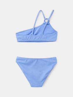 Mango Kids' Asymmetrical Ring Detail Ribbed Bikini Set, Blue - view 2, Blue