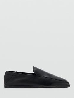 Mango Slip On Leather Shoes, Black, Black