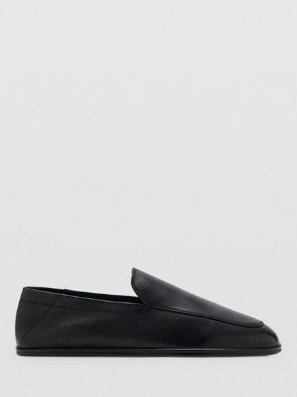 Mango Slip On Leather Shoes, Black, Black