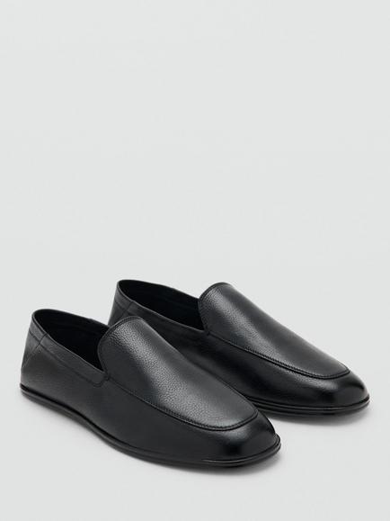 Mango Slip On Leather Shoes, Black - view 2, Black
