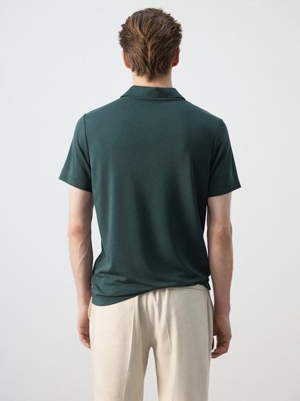Mango Plain Polo Shirt - view 2, Bottle Green