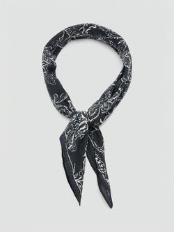Mango Lightweight Floral Scarf, Black - view 2, Black