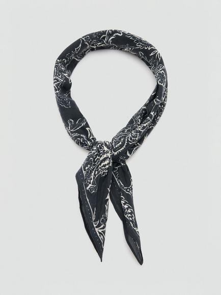 Mango Lightweight Floral Scarf, Black - view 2, Black