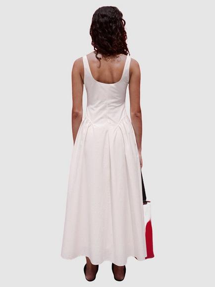 Mango Gathered Bodice Midi Dress, Raw - view 2, Raw