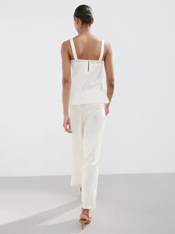 Mango Square Neck Embroidered Top, Off White - view 2, Off White